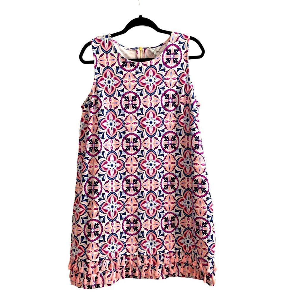 crown & ivy Pink Floral Tile Print Sleeveless Shift Dress